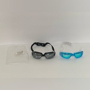 Black Swim Goggles 2 Pack UV protection for Women, Men and Adults Young Kids